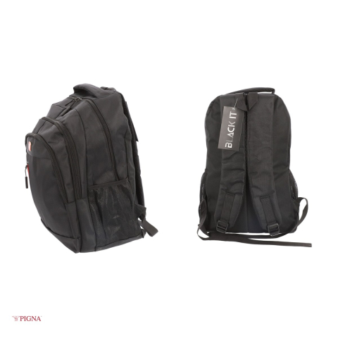 Ghiozdan Pigna Black IT, din poliester, pentru laptop 15.6 inchi, 4 fermoare, negru, 44x32x29 cm [3]