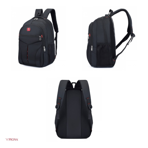 Ghiozdan Pigna Black IT, din poliester, pentru laptop 15.6", negru, 46x30x18 cm [3]