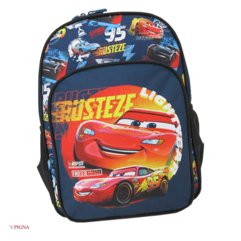 Ghiozdane si rucsacuri scolare - Ghiozdan Pigna Cars, din poliester, pentru prescolari, rusteze, albastru, 38x12x27 cm