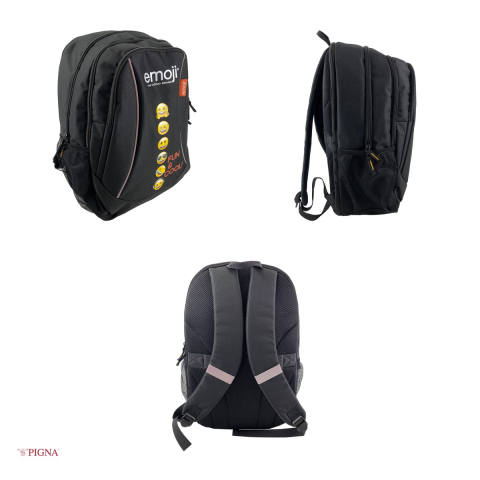 Ghiozdan Pigna Classic Emoji, pentru scoala generala, fun, negru, 32x17x46 cm [3]