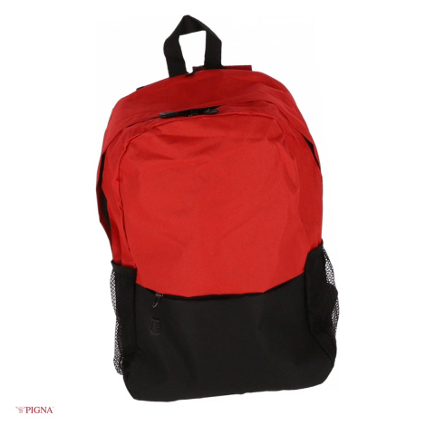 Ghiozdane si rucsacuri scolare - Ghiozdan Pigna, din poliester, capacitate 14.5 l, pentru scoala generala, I-IV 2 fermoare, rosu, 29x13 cm