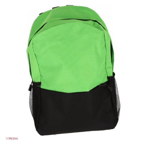 Ghiozdane si rucsacuri scolare - Ghiozdan Pigna, din poliester, capacitate 14.5 l, pentru scoala generala, I-IV 2 fermoare, verde, 29x13 cm