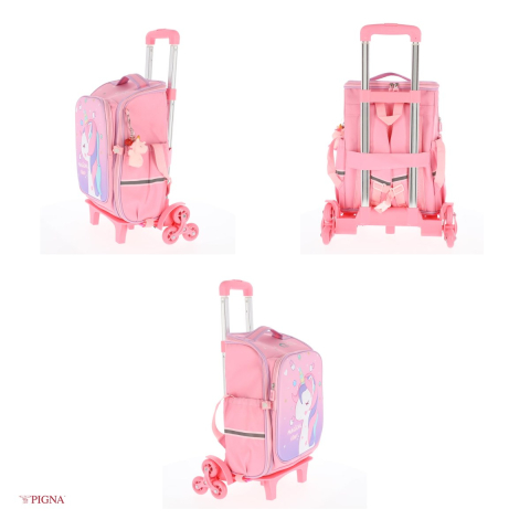 Ghiozdan Pigna, din poliester, capacitate 18 l, pentru prescolari, troller, roz, 31x15 cm [3]