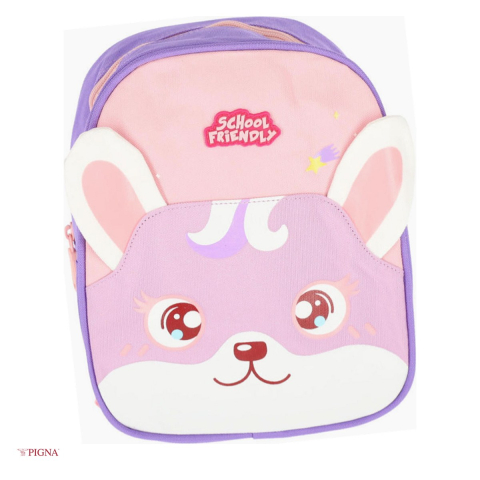 Ghiozdane si rucsacuri scolare - Ghiozdan Pigna, din poliester, pentru prescolari, iepure 2 compartimente 2 fermoare, mov, 28x22x10 cm