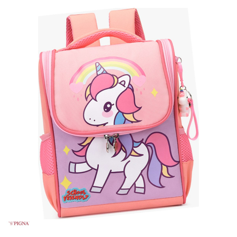 Ghiozdane si rucsacuri scolare - Ghiozdan Pigna, din poliester, pentru prescolari, unicorni, roz