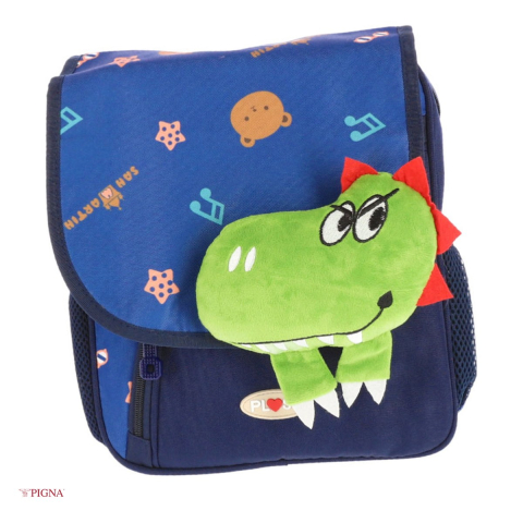 Ghiozdane si rucsacuri scolare - Ghiozdan Pigna Dinozaur, din poliester, pentru prescolari, albastru, 30x25x10 cm