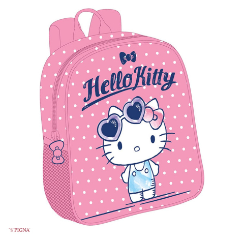 Ghiozdane si rucsacuri scolare - Ghiozdan Pigna Dots Hello Kitty, din poliester, pentru prescolari, roz
