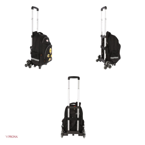 Ghiozdan Pigna Emoji, din poliester, troller clasele I-IV, negru [3]