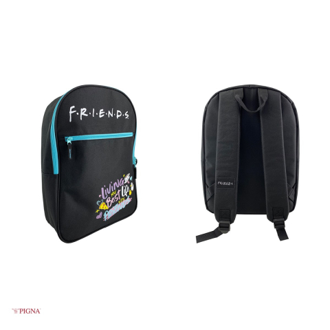 Ghiozdan Pigna Friends, pentru scoala generala, 2 fermoare, negru, 30x14x42 cm [3]