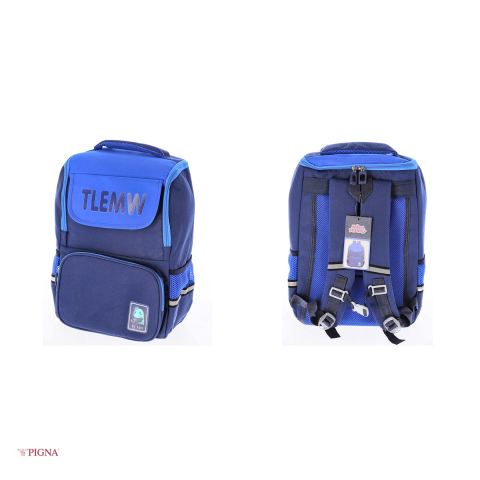 Ghiozdan Pigna Funtasy, din poliester, pentru scoala generala, 2 fermoare bleumarin, albastru, 40x29x15 cm [3]