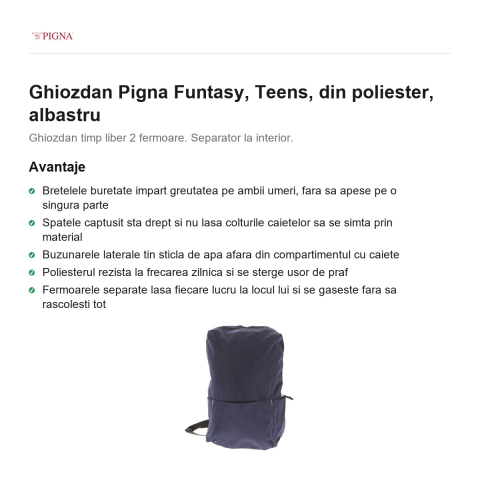 Ghiozdan Pigna Funtasy, din poliester, teens, albastru [1]