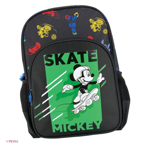 Ghiozdane si rucsacuri scolare - Ghiozdan Pigna Mickey Mouse, pentru prescolari, skate, negru, 38x27x12 cm