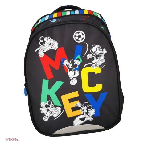 Ghiozdane si rucsacuri scolare - Ghiozdan Pigna Mickey Mouse, pentru scoala generala, I-IV sporturi, negru, 46x32x12 cm