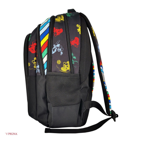 Ghiozdan Pigna Mickey Mouse, pentru scoala generala, I-IV sporturi, negru, 46x32x12 cm [3]