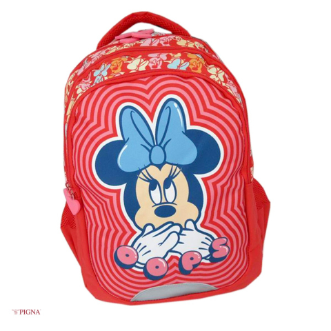 Ghiozdane si rucsacuri scolare - Ghiozdan Pigna Minnie, pentru prescolari, mouse oops 3 fermoare, rosu, 46x32x12 cm