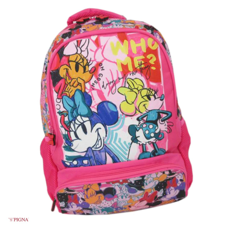 Ghiozdane si rucsacuri scolare - Ghiozdan Pigna Minnie, pentru prescolari, mouse who me 3 fermoare, roz, 45x32x14 cm