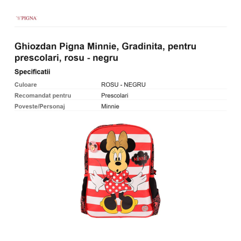 Ghiozdan Pigna Minnie, pentru prescolari, rosu - negru [2]
