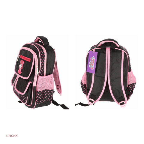Ghiozdan Pigna, pentru prescolari, 4 compartimente roz, negru, 38x28x20 cm [3]