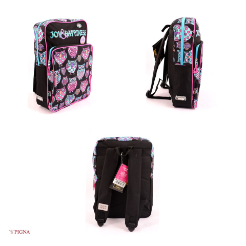 Ghiozdan Pigna, pentru scoala generala, bufnite, negru multicolor [3]
