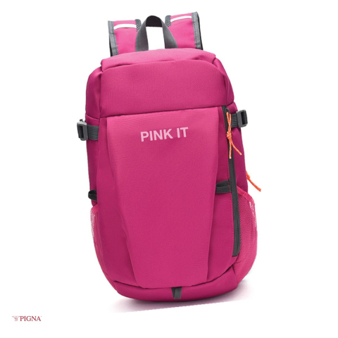 Ghiozdane si rucsacuri scolare - Ghiozdan Pigna Pink IT, din poliester, pentru scoala generala, 2 fermoare, roz, 45x23x13 cm