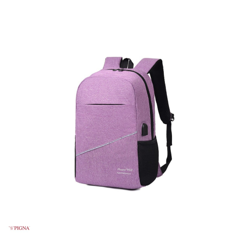 Ghiozdan Pigna Simply, din poliester, pentru gimnaziu sau liceu, USB 2 fermoare, mov, 43x28x16 cm [3]