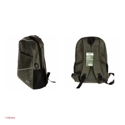 Ghiozdan Pigna Simply, pentru scoala generala, kaki USB 2 fermoare, verde, 43x28x16 cm [3]
