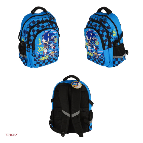 Ghiozdan Pigna Sonic, pentru clasele I-IV, cl 3 fermoare, albastru [3]