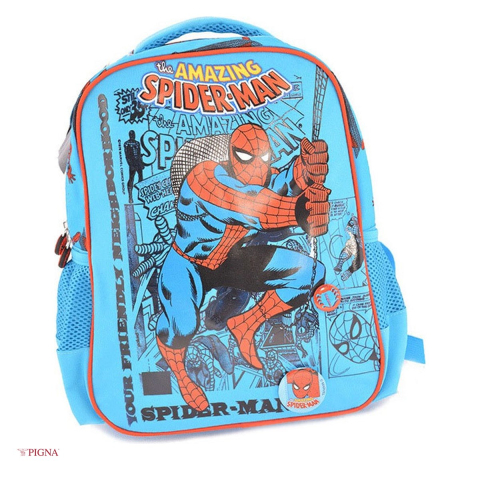 Ghiozdane si rucsacuri scolare - Ghiozdan Pigna Spider-Man, pentru prescolari, comics deschis, albastru, 23x10 cm