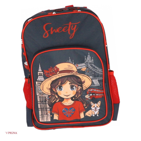 Ghiozdane si rucsacuri scolare - Ghiozdan Pigna Sweety, pentru prescolari, 2 fermoare, bleumarin, 27x12 cm
