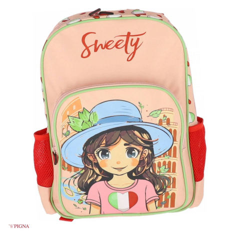 Ghiozdane si rucsacuri scolare - Ghiozdan Pigna Sweety, pentru prescolari, 3 fermoare, roz, 27x12 cm