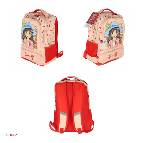 Ghiozdan Pigna Sweety, pentru scoala generala, cl I-IV 3 fermoare, roz, 30x20 cm [3]