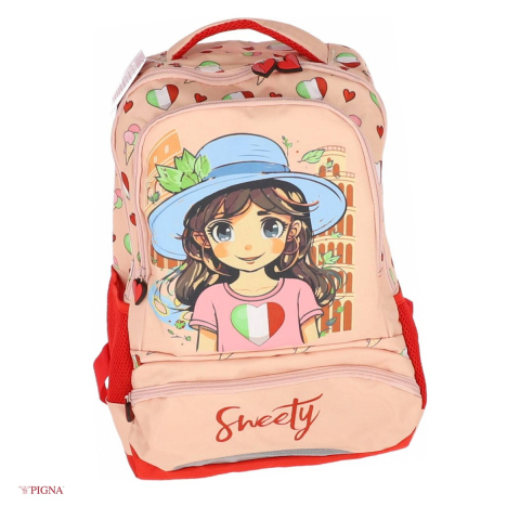 Ghiozdane si rucsacuri scolare - Ghiozdan Pigna Sweety, pentru scoala generala, cl I-IV 3 fermoare, roz, 30x20 cm