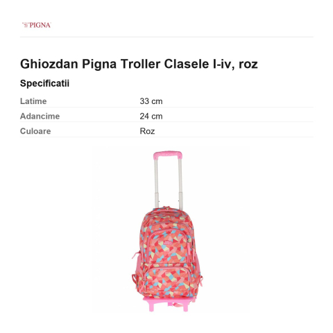 Ghiozdan Pigna Troller Clasele I-IV, roz [2]