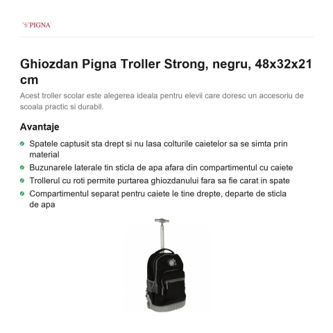 Ghiozdan Pigna Troller Strong, negru, 48x32x21 cm [1]