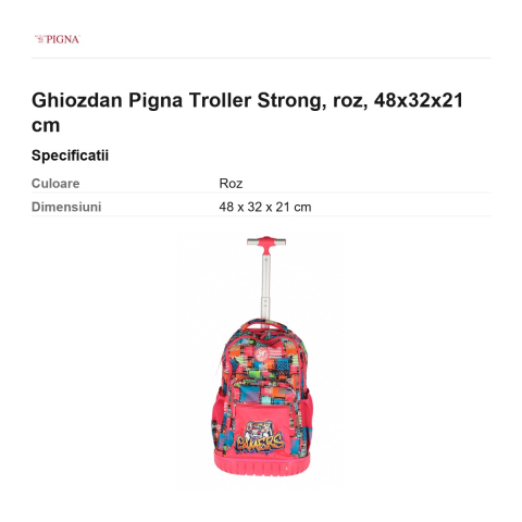Ghiozdan Pigna Troller Strong, roz, 48x32x21 cm [2]