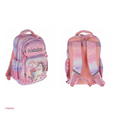 Ghiozdan Pigna Unicorn, capacitate 15 l, pentru prescolari, 4 fermoare, mov, 38x29x13 cm [3]