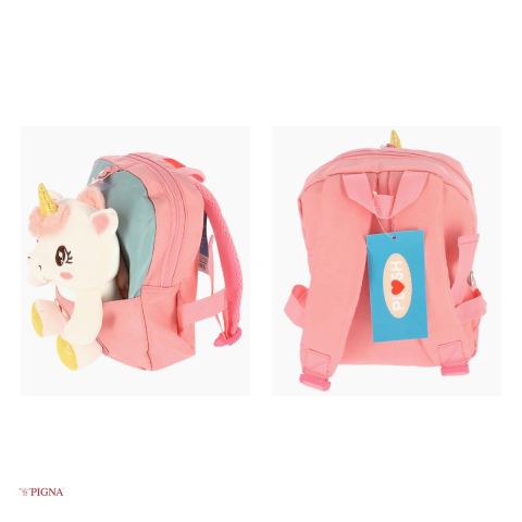 Ghiozdan Pigna Unicorn, pentru prescolari, plush, roz, 26x22x10 cm [3]