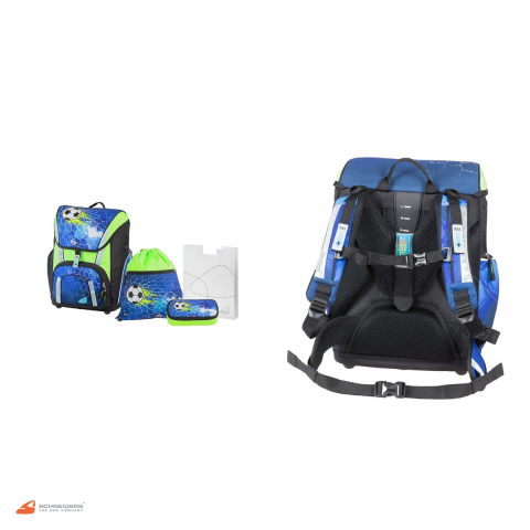 Ghiozdan Schneiders Fotbal Smart cu etui, sac de sport si geanta pentru carti, 31x40x22 cm, 24 l, albastru [3]