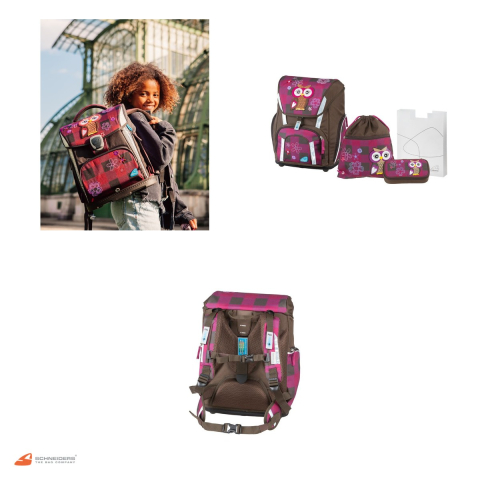 Ghiozdan Schneiders The Owl Smart cu etui, sac de sport si geanta pentru carti, 31x40x22 cm, 24 l, rosu [3]
