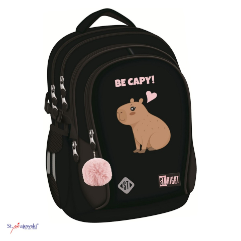 Bagaje si Accesorii - Ghiozdan St.Majewski St.Right BP-01 Be Capy pentru clasele V-VIII, 43x32x21 cm, 23 l, negru