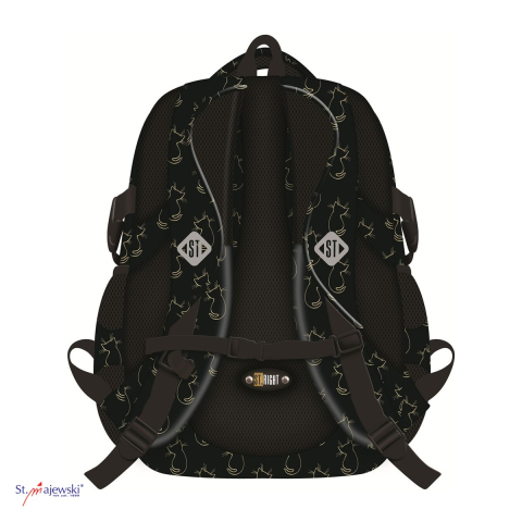 Ghiozdan St.Majewski St.Right BP-01 Golden Cats pentru clasele V-VIII, 43x32x21 cm, 23 l, negru [3]