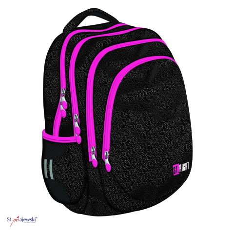Bagaje si Accesorii - Ghiozdan St.Majewski St.Right BP-06 Black Glitter pentru clasele V-VIII, 42x31x22 cm, 23 l, negru