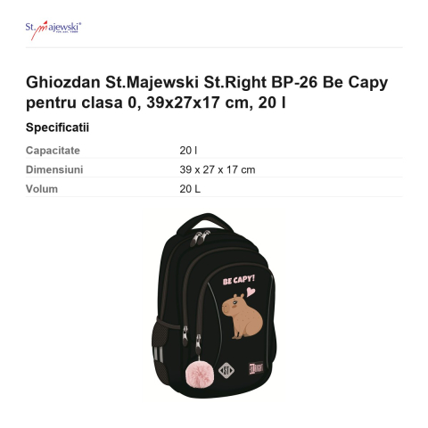 Ghiozdan St.Majewski St.Right BP-26 Be Capy pentru clasa 0, 39x27x17 cm, 20 l [2]