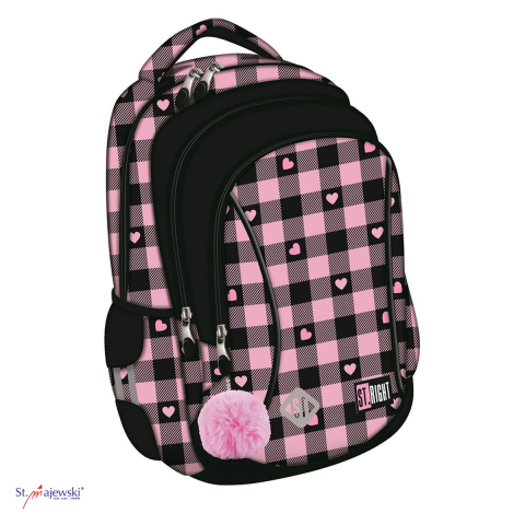 Bagaje si Accesorii - Ghiozdan St.Majewski St.Right BP-26 Pink Checkered pentru clasa 0, 39x27x17 cm, 20 l