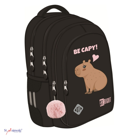 Bagaje si Accesorii - Ghiozdan St.Majewski St.Right BP-58 Be Capy pentru clasele I-IV, 40x28x18 cm, 22 l, negru