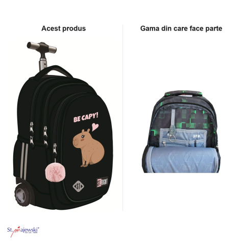 Ghiozdan troller St.Majewski St.Right TB-01 Be Capy, 44x32x25 cm, 26 l, negru [6]