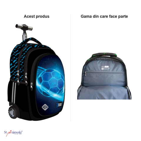 Ghiozdan troller St.Majewski St.Right TB-01 Cosmic Soccer, 44x32x25 cm, 26 l, negru-albastru [4]