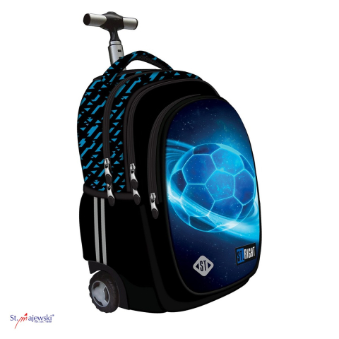 Bagaje si Accesorii - Ghiozdan troller St.Majewski St.Right TB-01 Cosmic Soccer, 44x32x25 cm, 26 l, negru-albastru