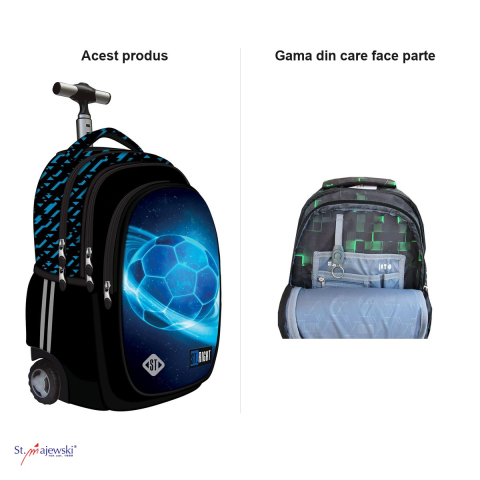 Ghiozdan troller St.Majewski St.Right TB-01 Cosmic Soccer, 44x32x25 cm, 26 l, negru-albastru [5]