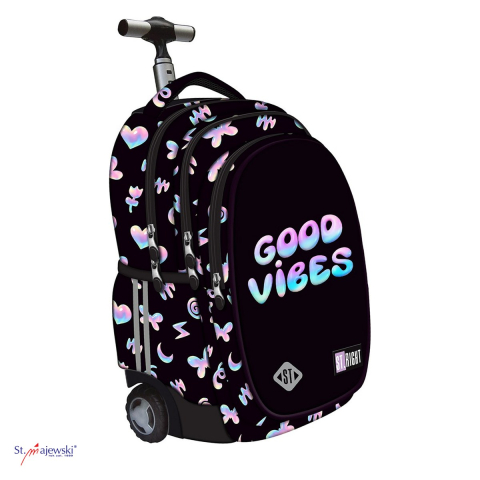 Bagaje si Accesorii - Ghiozdan troller St.Majewski St.Right TB-01 Holo-Baloons, 44x32x25 cm, 26 l, negru multicolor